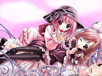 Lily & Merun, beautiful girls, indigo, cute girls, short hair, loli, hot girls, white, sexy dress, ecchi, singer, sexy girls, lily, purple, cafe, anime, green, seductive girl, violet, lingerie, kiss, bra, shy girl, blue, black, vocaloid, long hair, music, brown, chibi, swimwear, pretty girls, nightwear, breasts, bikini, anime girls, orange, yuri, little, wish, merun, moe, gray, red, yellow, girls, tagme, blush, cafe little wish, panty HD wallpaper
