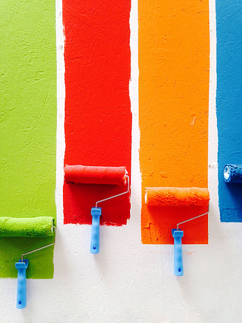 Miscellanea, Miscellaneous, Multicolored, Motley, Lines, Paint, Rollers HD phone wallpaper