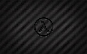Half-Life carbon logo, , grunge art, carbon background, creative, Half-Life black logo, games brands, Half-Life logo, Half-Life HD wallpaper