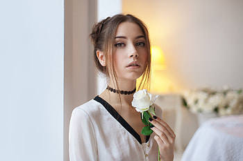 Girl With Flower, girls, flower HD wallpaper