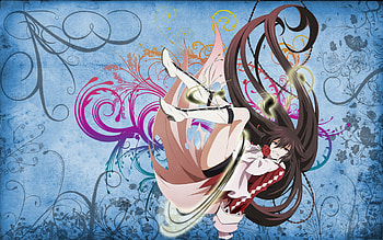 Femme Manga, sexy, purple eye, hot, cute, girl, long hair, dress, anime girl, rose, boot, anime, abstract, flower, brown hair, female HD wallpaper