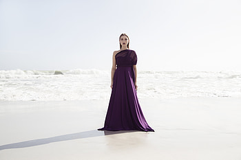 Purple gown, dress, girl, outdoors HD wallpaper