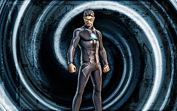 Tony Stark, blue grunge background, Fortnite, vortex, Fortnite characters, Tony Stark Skin, Fortnite Battle Royale, Tony Stark Fortnite HD wallpaper