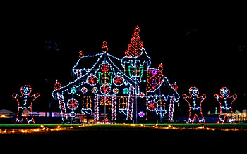 Christmas Lights, Abstract, House, graphy, Gingerbrad HD wallpaper