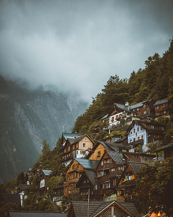Nature, Houses, Mountains, Fog, Slope HD phone wallpaper