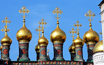 Church Domes in Russia, crosses, domes, church, gold, Russia HD wallpaper