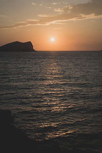 Nature, Water, Sunset, Rocks, Horizon, Glare HD phone wallpaper
