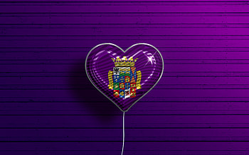I Love Palencia, , realistic balloons, violet wooden background, Day of Palencia, spanish provinces, flag of Palencia, Spain, balloon with flag, Provinces of Spain, Palencia flag, Palencia HD wallpaper