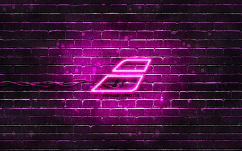 Babolat purple logo, , purple brickwall, Babolat logo, brands, Babolat neon logo, Babolat HD wallpaper