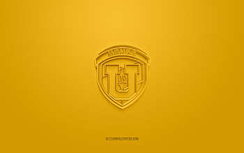 Universidad Central de Venezuela FC, creative 3D logo, yellow background, Venezuelan football team, Venezuelan Primera Division, Caracas, Venezuela, football, Universidad Central de Venezuela FC 3d logo HD wallpaper