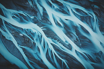 Stunning aerial view of abstract river patterns at Tasman River, New Zealand. HD wallpaper