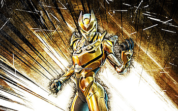 Gold Oblivion, grunge art, Fortnite Battle Royale, Fortnite characters, Gold Oblivion Skin, brown abstract rays, Fortnite, Gold Oblivion Fortnite HD wallpaper