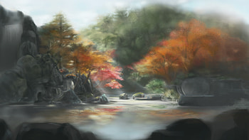 Scenic pond, fantasy, art, scenic, sean tam, pond HD wallpaper