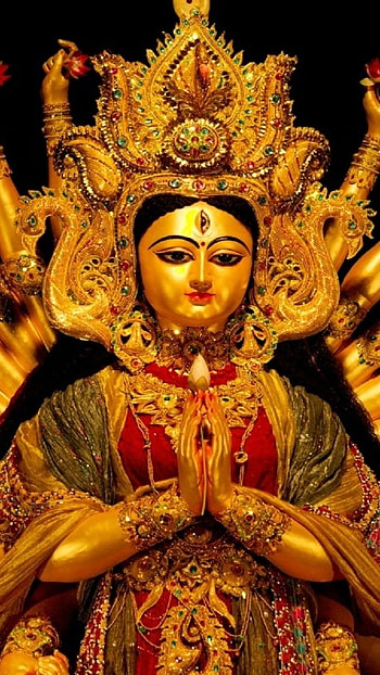 Durga Devi, Golden Statue, Durga Mata HD phone wallpaper