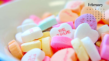 Colorful Hearts Candy February Calendar February HD wallpaper