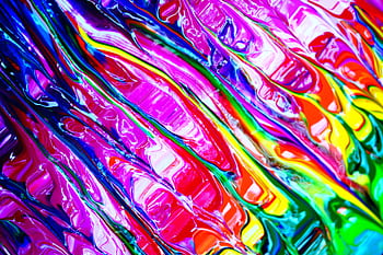 Bold and colorful abstract paint strokes showcasing a vibrant rainbow palette. HD wallpaper