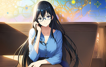 Blue dress anime girl, AI Art, long hair, blue, Anime, girl, anime girl, blue anime HD wallpaper