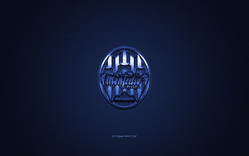 Montedio Yamagata, Japanese football club, blue logo, blue carbon fiber background, J2 League, football, Tendo, Japan, Montedio Yamagata logo HD wallpaper
