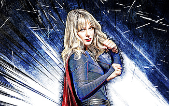 Supergirl, grunge art, superheroes, DC Comics, blue abstract rays, Melissa Benoist, Supergirl HD wallpaper