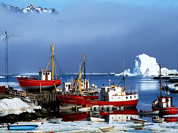 Alaska, winter, boat, fog HD wallpaper