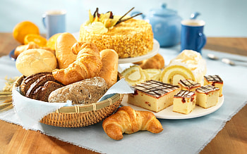 Croissants and cake, Pastry heaven, Baked goodness, Tempting dessert HD wallpaper