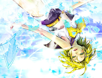 Kagamine Rin, sexy, blue eyes, cute, girl, vocaloid, anime, short hair, blonde hair HD wallpaper