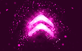 Citroen purple logo, , purple neon lights, creative, purple abstract background, Citroen logo, cars brands, Citroen HD wallpaper