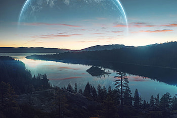 Fantasy, Rivers, Sunset, Sky, Mountains, Reflection, Forest, Fantastic HD wallpaper