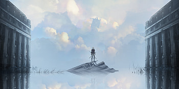 Dragon Behind The Clouds Warrior With Sword, anime, artist, artwork, sword HD wallpaper