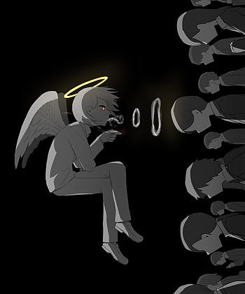 天使 Angel, art, wall_sticker, Anime, White, Haorokiwe, Avogado6, Black, Smoke, You HD phone wallpaper