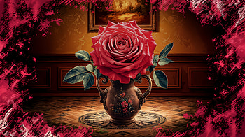 Enchanted Rose: A Ultra, enchanted rose, rose, vase, floral, decor HD wallpaper