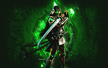 Fortnite Emerald Helmet Cape Ronin Skin, Fortnite, main characters, green stone background, Emerald Helmet Cape Ronin, Fortnite skins, Emerald Helmet Cape Ronin Skin, Emerald Helmet Cape Ronin Fortnite, Fortnite characters HD wallpaper