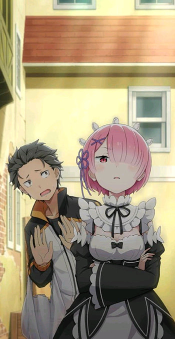 Re zero Ram and Subaru, anime subaru, ramu, subaru and ram, re zero ram, rezero, rezero subaru, re zero, anime ram, re zero subaru, ラム, rezero ram, basaru, anime HD phone wallpaper