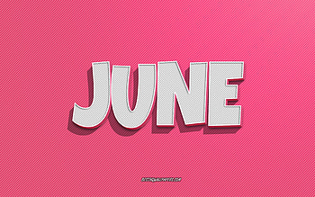 June, pink lines background, with names, June name, female names, June greeting card, line art, with June name HD wallpaper