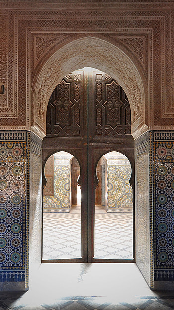 Morocco, Telouet Kasbah doors, Cultural heritage, Visual delight HD phone wallpaper