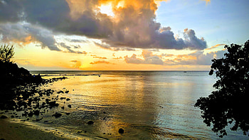 Mauritius Island, Sunset over Mont Choisy Beach, Nature's beauty, graphy HD wallpaper