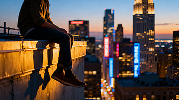 Edge of the City — | Neon Rooftop — Cityscape | Skyline Solitude —, Rooftop, City Skyline HD wallpaper