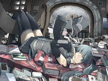 Hatsune Miku, awesome, uniform, artistic, nice, books, digital, cg, hatsune, aqua eyes, bench, sexy, white, reading, art, twintail, hot, girl, headset, singer, aqua, anime girl, anime, pretty, mysterious, virtual, blue, chair, black, pose, song, heads, cute, vocaloid, beauty, miku, music, vocaloids, thighhighs, library, program, skirt, table, beautiful, diva, tie, gray, book, aqua hair, cool, idol, micro HD wallpaper