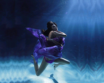 SEXY SWIRL in H2o, sexy, swirl, graphy, swirling, purple dress, water HD wallpaper
