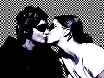 DIGITAL ART, digital, graphy, love, bw, kiss HD wallpaper