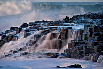 Rocks Waterfall, waterfall, rocks, r, waves HD wallpaper
