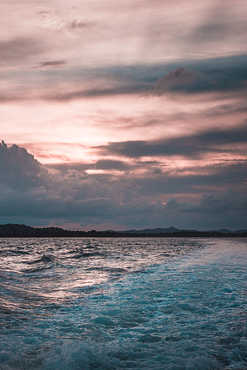 Nature, Sunset, Waves, Horizon, Ocean, Foam, Surf, Indonesia HD phone wallpaper