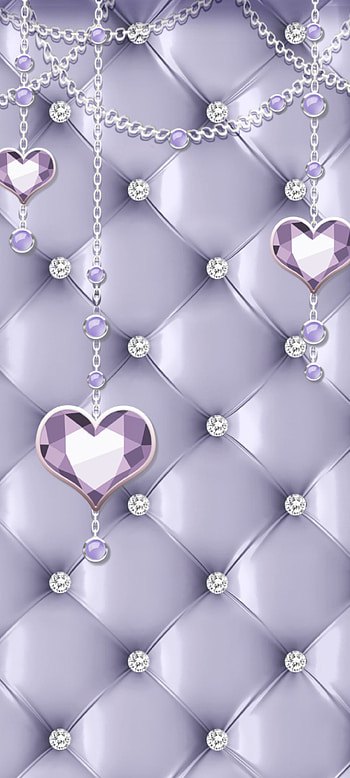 PurpleLeatherCrystal, aqua, magenta, diamond, premium, Luxury, Love, heart HD phone wallpaper