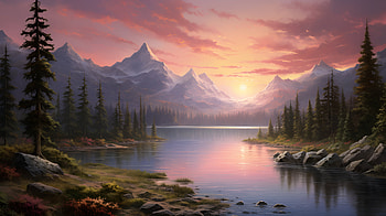 Lake And Mountains, nature, forest HD wallpaper