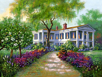 Southern Exposure, place, spring, exposure, painting, trees, greenery, art, path, house, beautiful, south, park, pretty, alley, flowers, lovely, countryside HD wallpaper