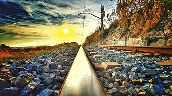 landscape, railroad HD wallpaper