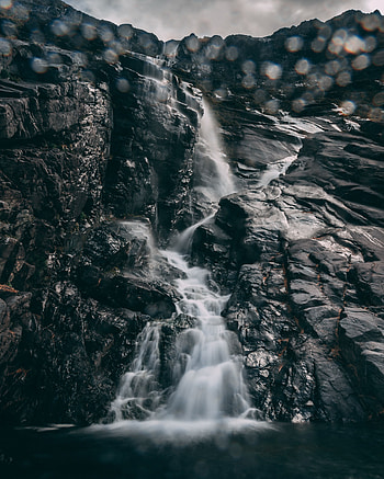 Nature, Stones, Glare, Waterfall, Precipice, Break, Flow, Bokeh, Boquet HD phone wallpaper