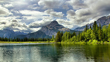 Mountain, sky, nature, lake HD wallpaper