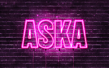 Happy Birtay Aska, , pink neon lights, Aska name, creative, Aska Happy Birtay, Aska Birtay, popular japanese female names, with Aska name, Aska HD wallpaper