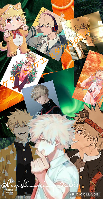 Katsuki bakugou, orange, green, japanese, mha, bnha, class 1a, cute, anime HD phone wallpaper